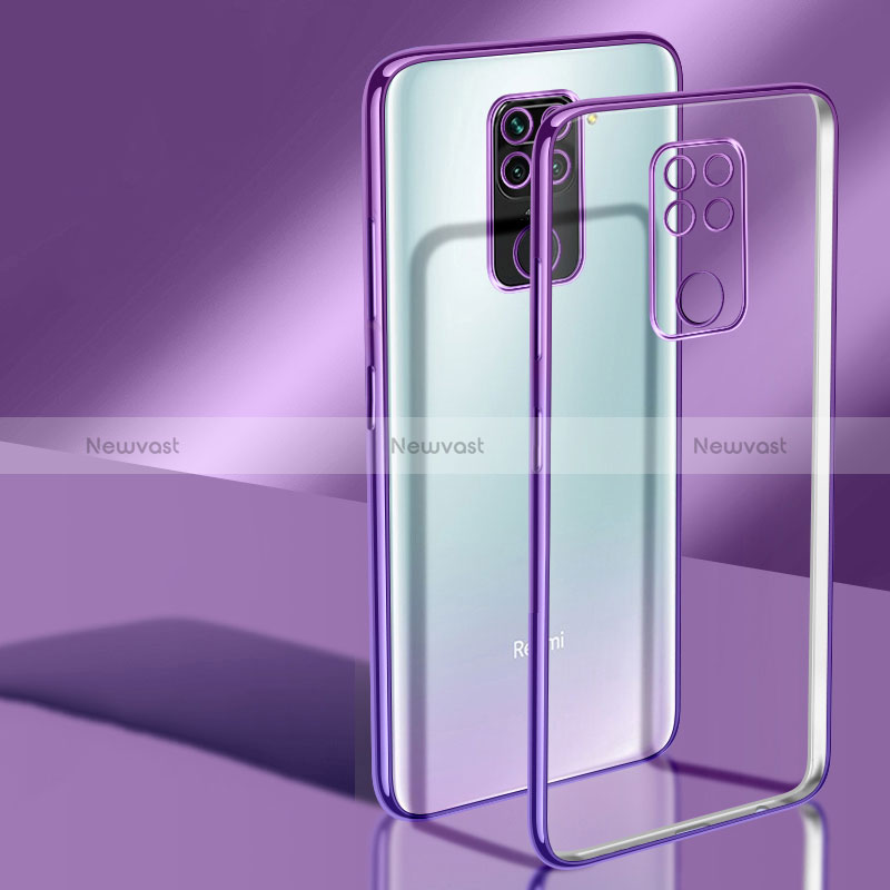 Ultra-thin Transparent TPU Soft Case Cover H02 for Xiaomi Redmi Note 9 Purple