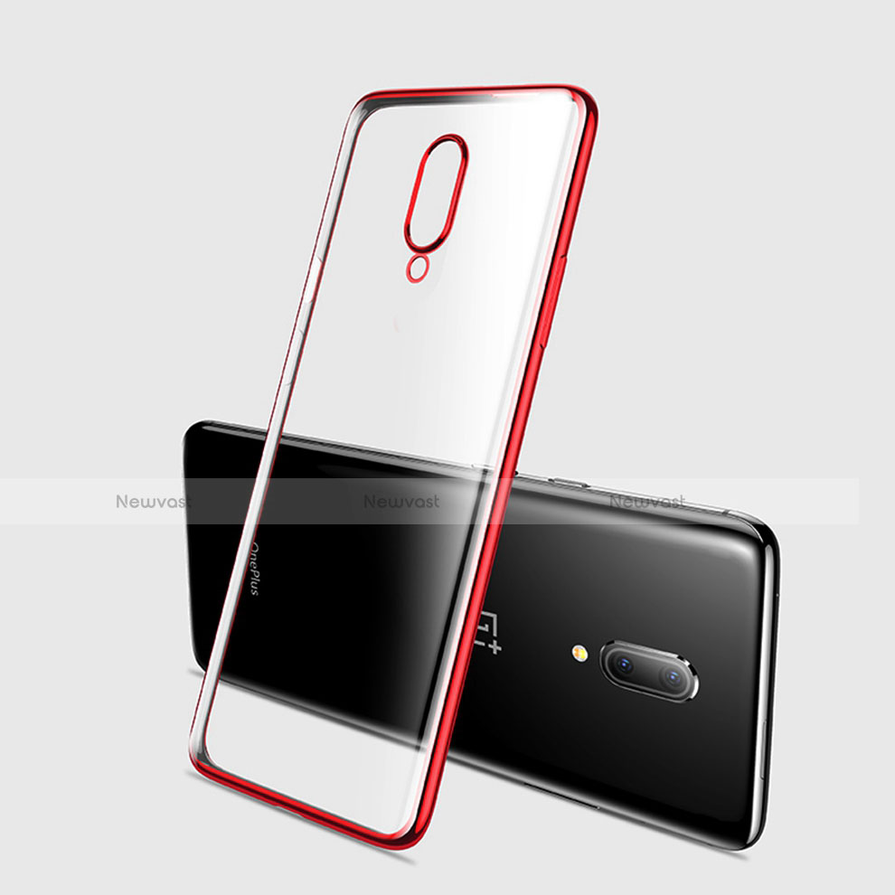 Ultra-thin Transparent TPU Soft Case Cover H03 for OnePlus 7 Pro Red