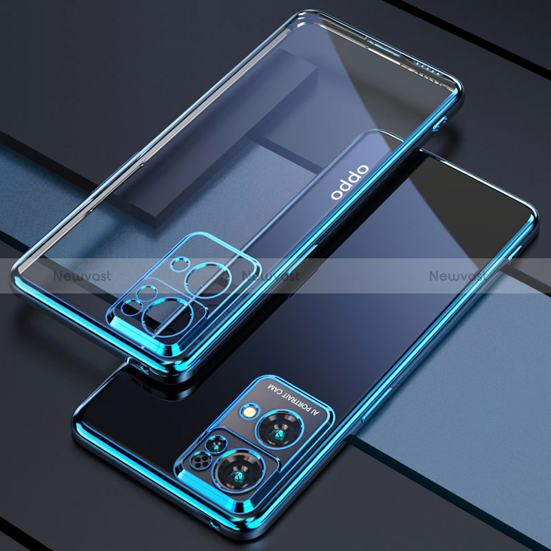 Ultra-thin Transparent TPU Soft Case Cover H03 for Oppo Reno7 Pro 5G Blue