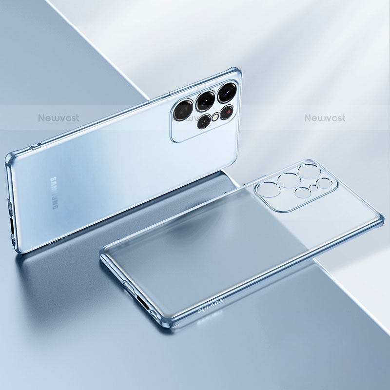 Ultra-thin Transparent TPU Soft Case Cover H03 for Samsung Galaxy S21 Ultra 5G Sky Blue