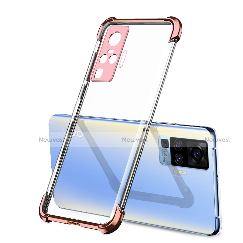 Ultra-thin Transparent TPU Soft Case Cover H03 for Vivo X50 Pro 5G Rose Gold