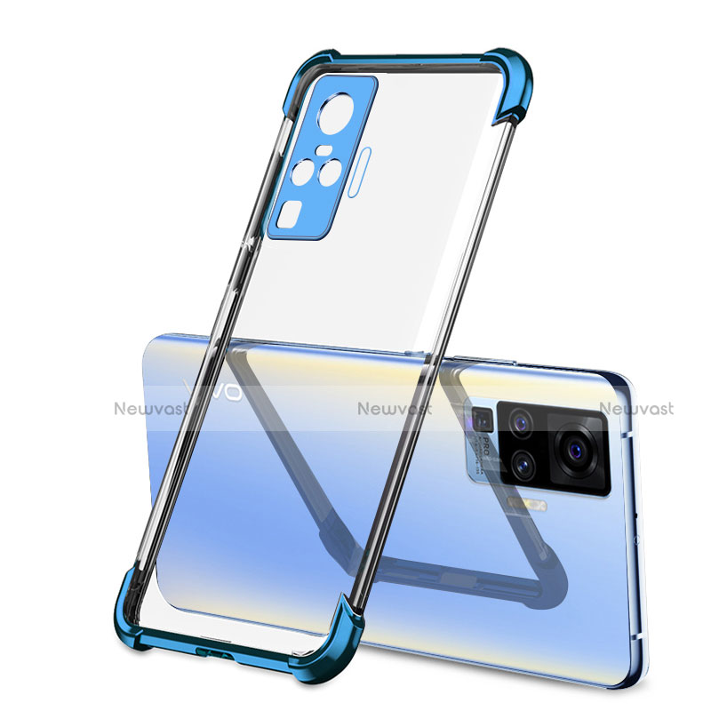 Ultra-thin Transparent TPU Soft Case Cover H03 for Vivo X51 5G Blue