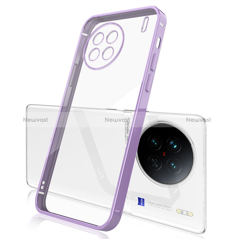 Ultra-thin Transparent TPU Soft Case Cover H03 for Vivo X90 Pro 5G Purple