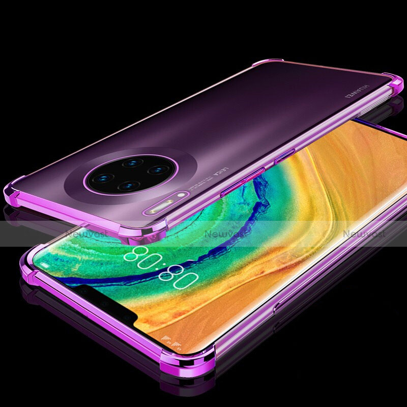 Ultra-thin Transparent TPU Soft Case Cover H04 for Huawei Mate 30 Purple