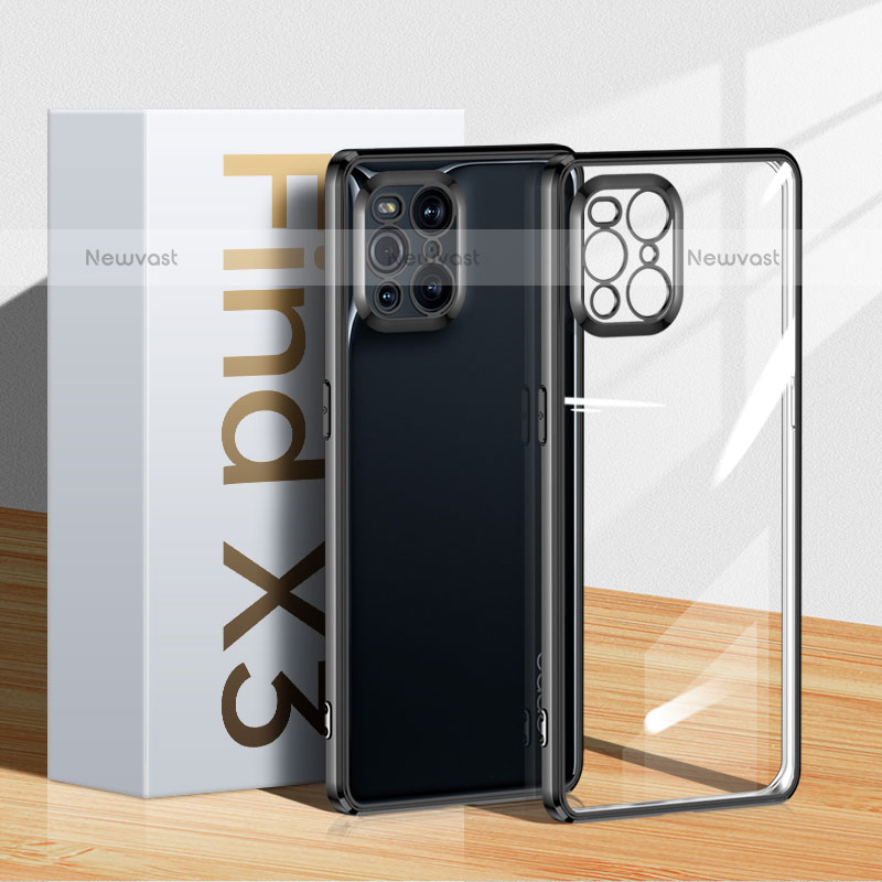 Ultra-thin Transparent TPU Soft Case Cover H04 for Oppo Find X3 Pro 5G Black
