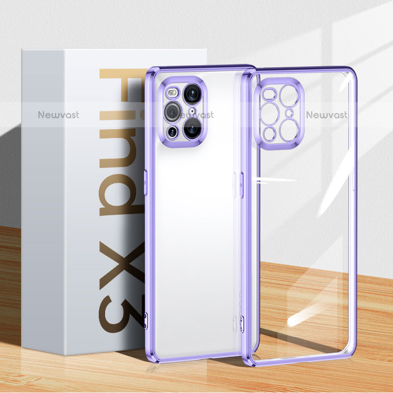 Ultra-thin Transparent TPU Soft Case Cover H04 for Oppo Find X3 Pro 5G Purple