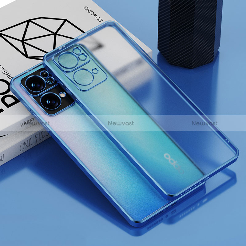Ultra-thin Transparent TPU Soft Case Cover H04 for Oppo Reno7 Pro 5G Blue