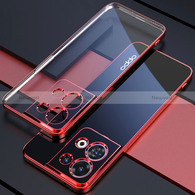 Ultra-thin Transparent TPU Soft Case Cover H05 for Oppo Reno8 5G Red