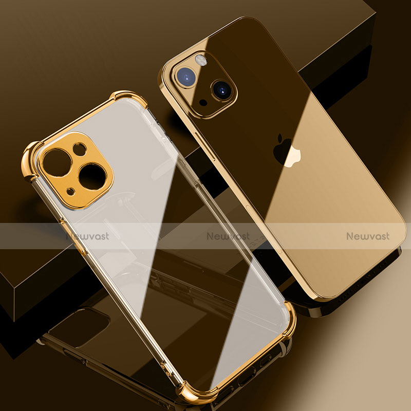 Ultra-thin Transparent TPU Soft Case Cover H06 for Apple iPhone 13 Mini Gold