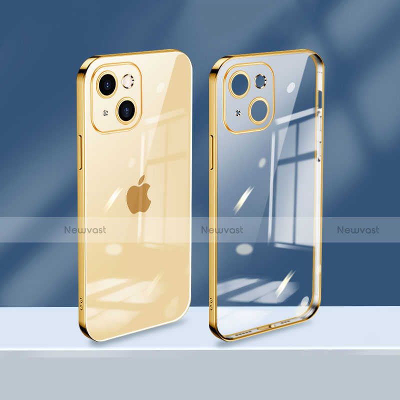 Ultra-thin Transparent TPU Soft Case Cover H08 for Apple iPhone 15 Gold