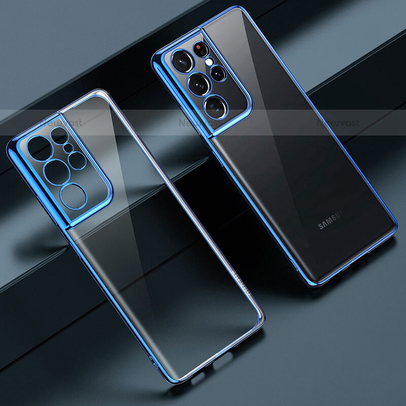 Ultra-thin Transparent TPU Soft Case Cover H08 for Samsung Galaxy S22 Ultra 5G Blue