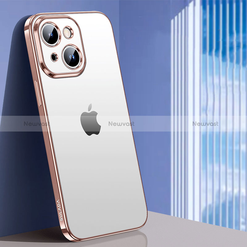 Ultra-thin Transparent TPU Soft Case Cover LD1 for Apple iPhone 14 Plus Rose Gold