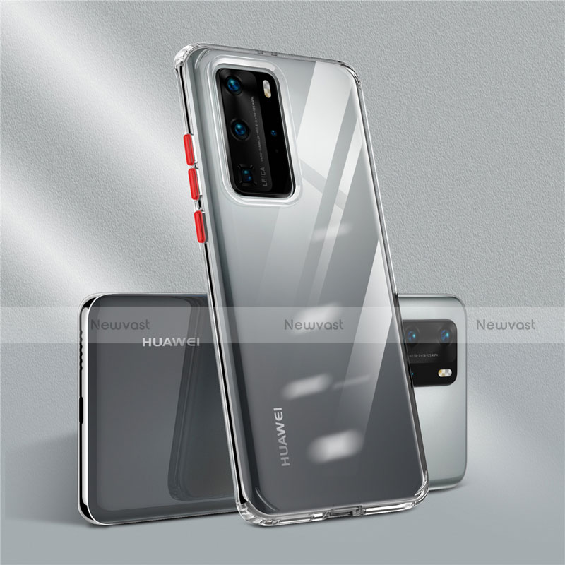 Ultra-thin Transparent TPU Soft Case Cover N01 for Huawei P40 Pro Red