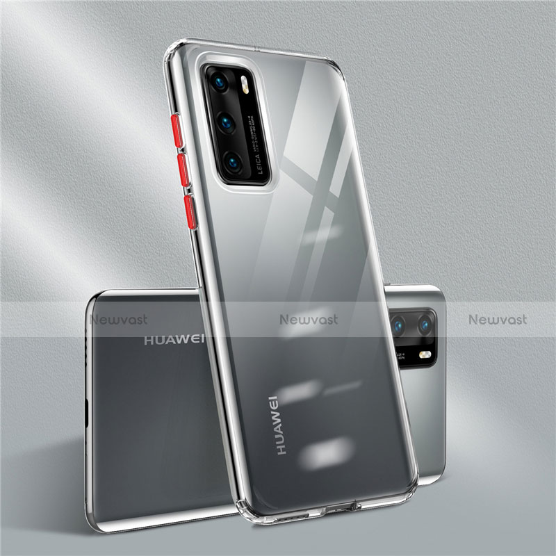 Ultra-thin Transparent TPU Soft Case Cover N01 for Huawei P40 Red
