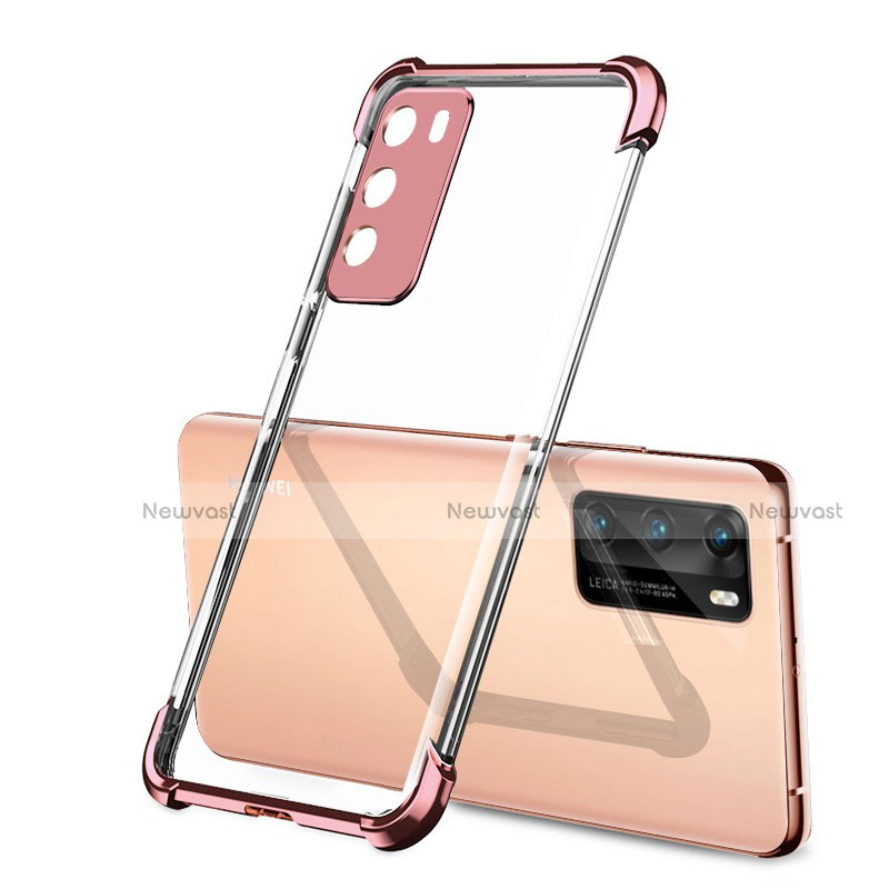 Ultra-thin Transparent TPU Soft Case Cover S01 for Huawei P40 Rose Gold