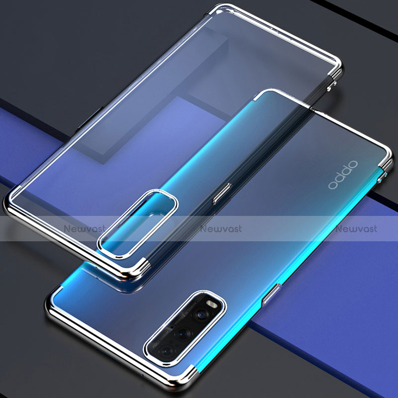 Ultra-thin Transparent TPU Soft Case Cover S01 for Oppo Find X2 Silver