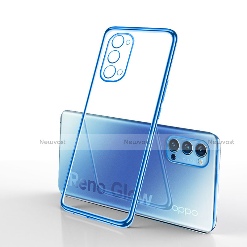 Ultra-thin Transparent TPU Soft Case Cover S01 for Oppo Reno4 Pro 5G Blue