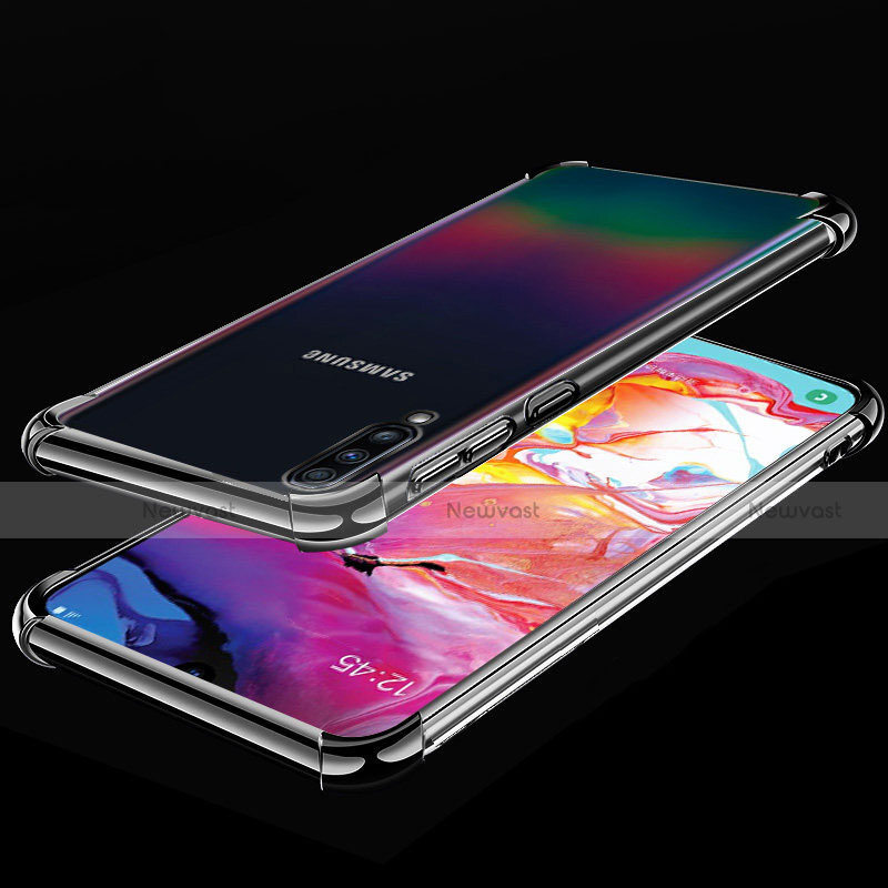 Ultra-thin Transparent TPU Soft Case Cover S01 for Samsung Galaxy A70 Black