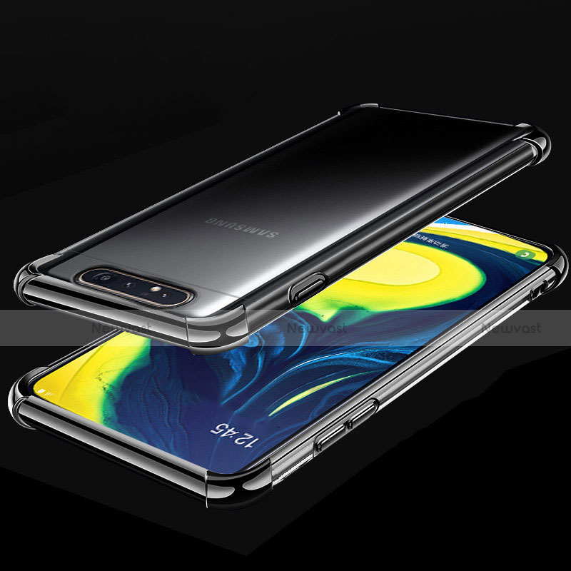 Ultra-thin Transparent TPU Soft Case Cover S01 for Samsung Galaxy A80 Black