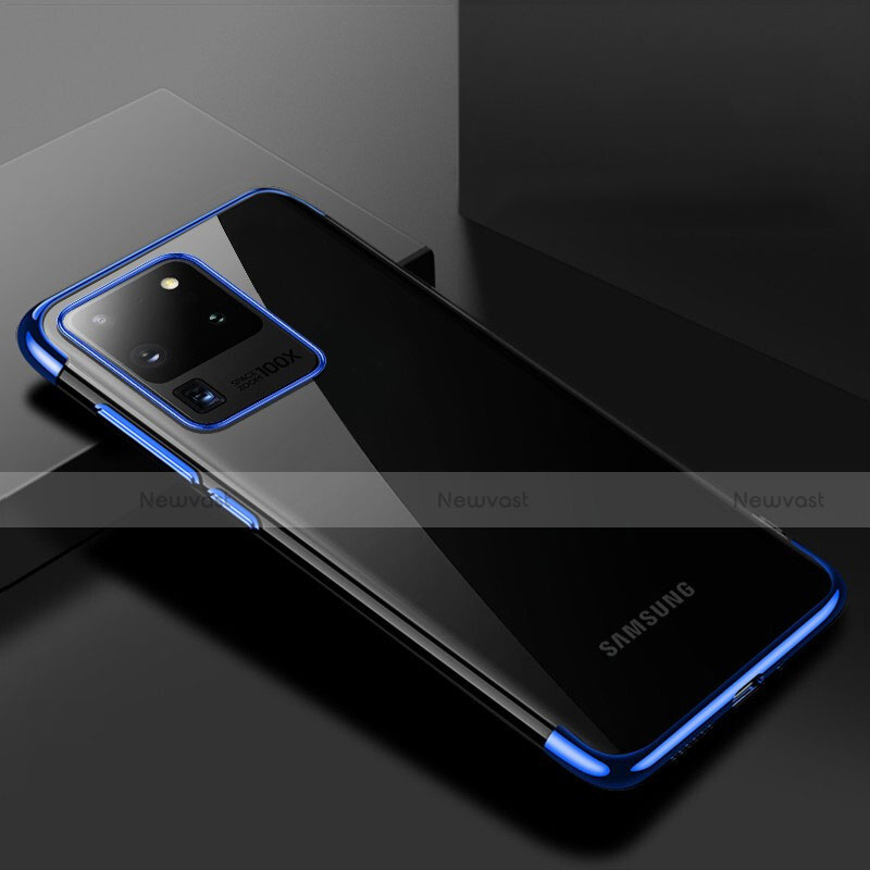 Ultra-thin Transparent TPU Soft Case Cover S01 for Samsung Galaxy S20 Ultra Blue