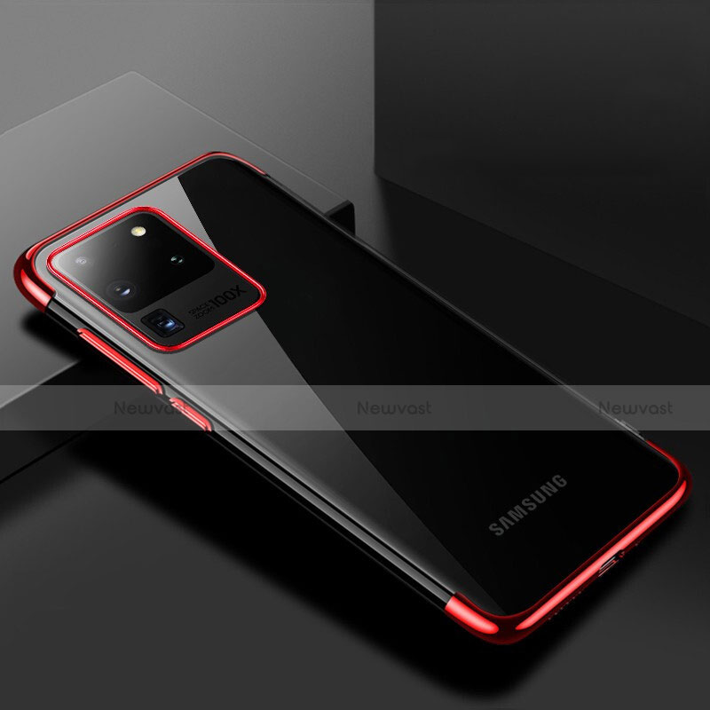 Ultra-thin Transparent TPU Soft Case Cover S01 for Samsung Galaxy S20 Ultra Red