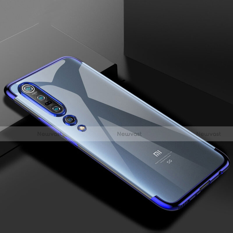 Ultra-thin Transparent TPU Soft Case Cover S01 for Xiaomi Mi 10 Pro Blue