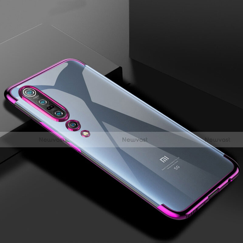 Ultra-thin Transparent TPU Soft Case Cover S01 for Xiaomi Mi 10 Pro Purple