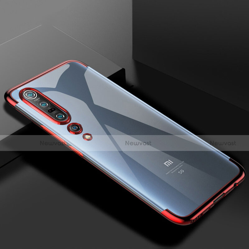 Ultra-thin Transparent TPU Soft Case Cover S01 for Xiaomi Mi 10 Pro Red