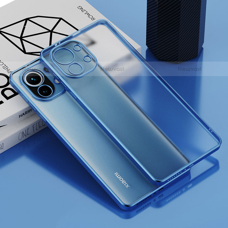 Ultra-thin Transparent TPU Soft Case Cover S01 for Xiaomi Mi 11 Lite 4G Blue