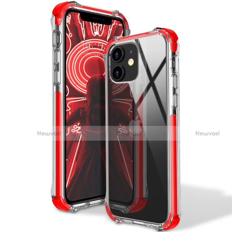 Ultra-thin Transparent TPU Soft Case Cover S02 for Apple iPhone 12 Mini Red