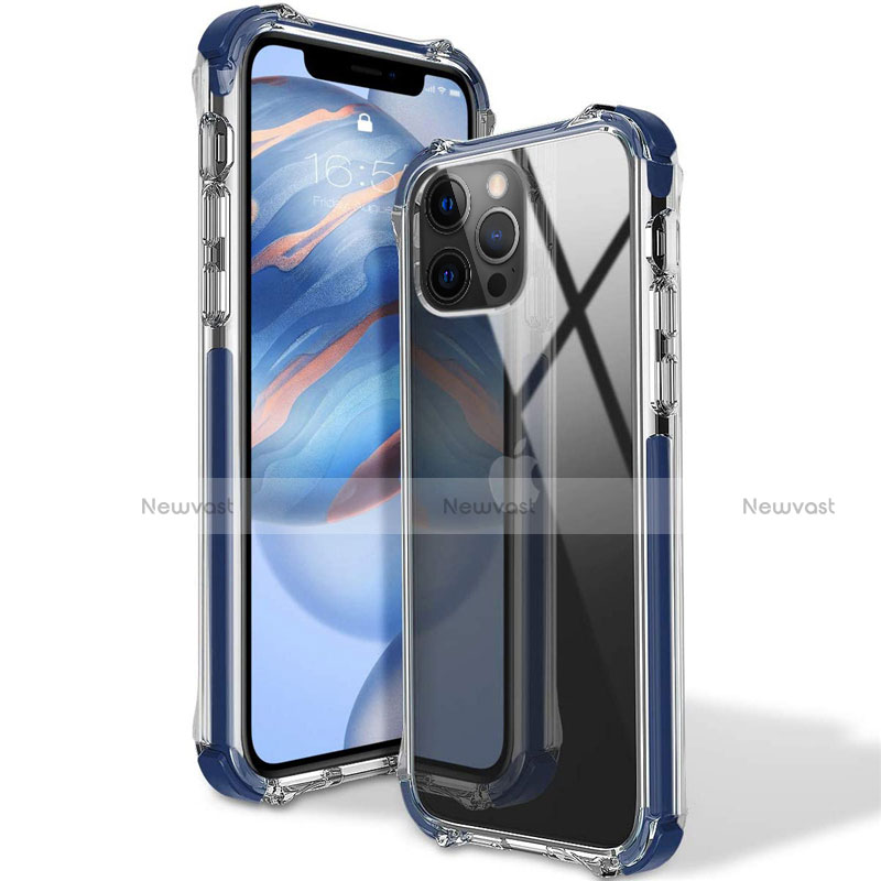 Ultra-thin Transparent TPU Soft Case Cover S02 for Apple iPhone 12 Pro Max Blue
