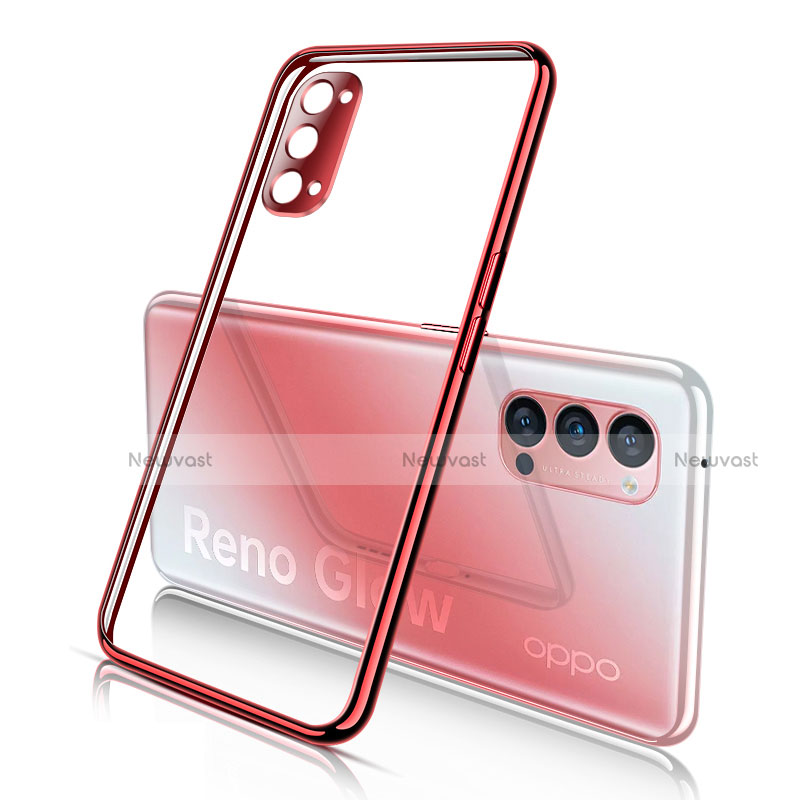 Ultra-thin Transparent TPU Soft Case Cover S02 for Oppo Reno4 Pro 5G Red