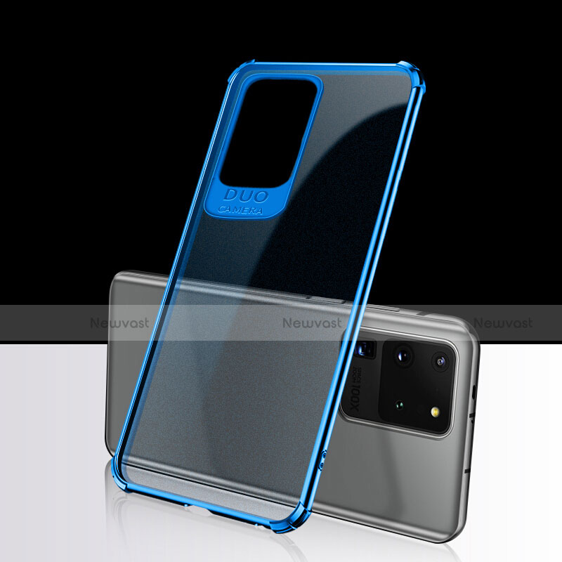 Ultra-thin Transparent TPU Soft Case Cover S02 for Samsung Galaxy S20 Ultra 5G Blue