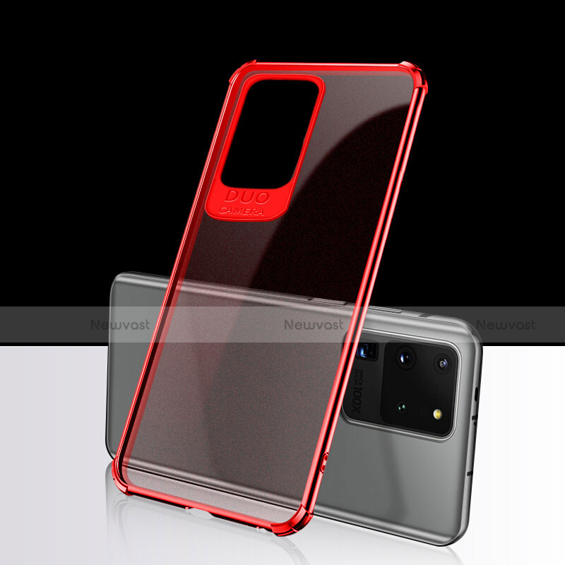 Ultra-thin Transparent TPU Soft Case Cover S02 for Samsung Galaxy S20 Ultra 5G Red