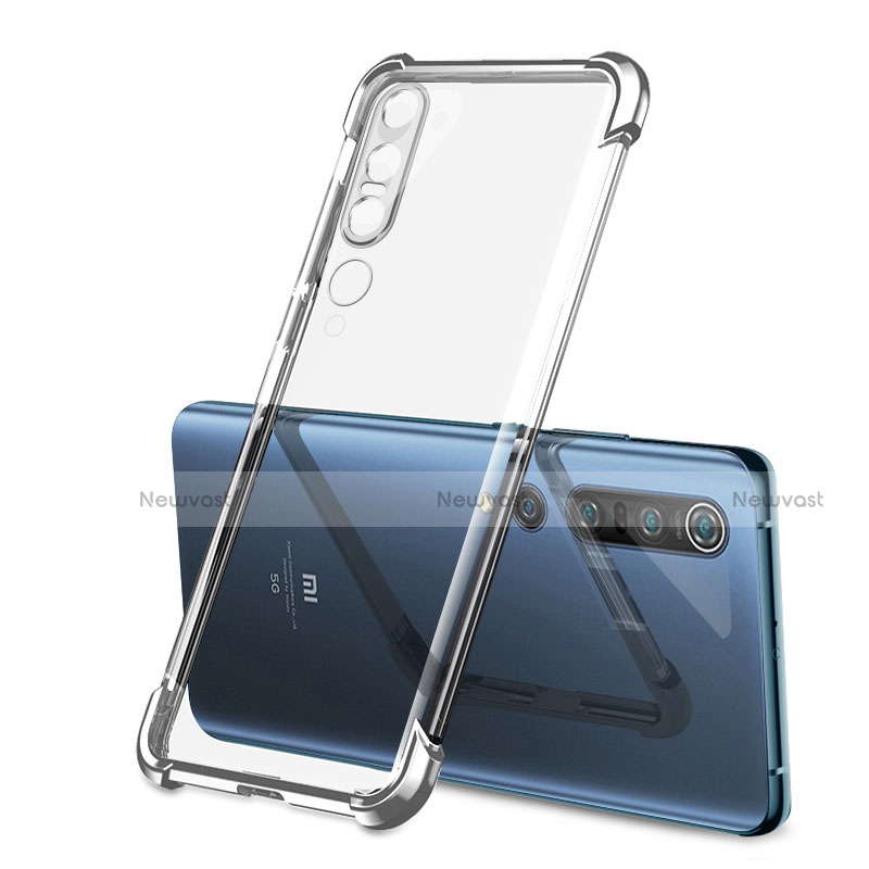 Ultra-thin Transparent TPU Soft Case Cover S02 for Xiaomi Mi 10 Pro Silver