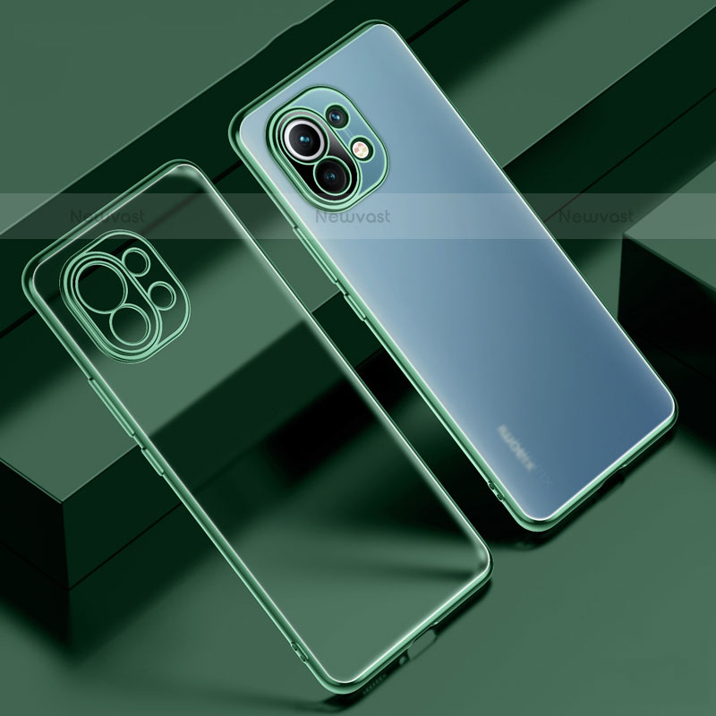 Ultra-thin Transparent TPU Soft Case Cover S02 for Xiaomi Mi 11 Lite 5G NE Green