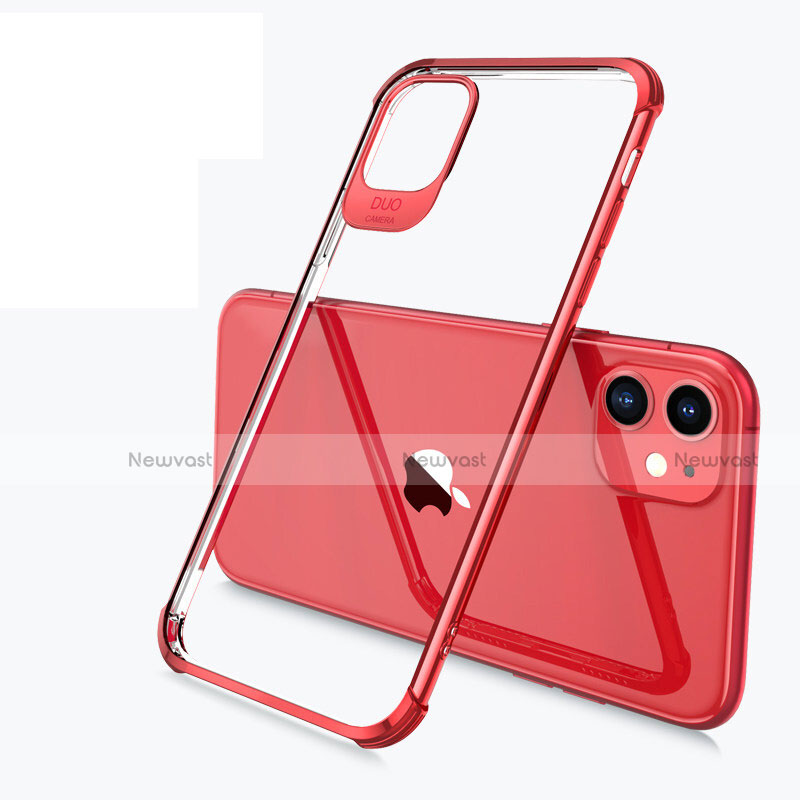 Ultra-thin Transparent TPU Soft Case Cover S03 for Apple iPhone 11 Red