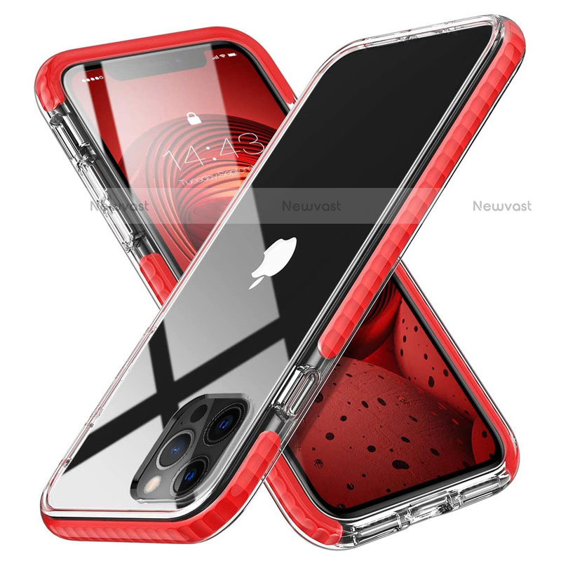Ultra-thin Transparent TPU Soft Case Cover S03 for Apple iPhone 12 Pro Red