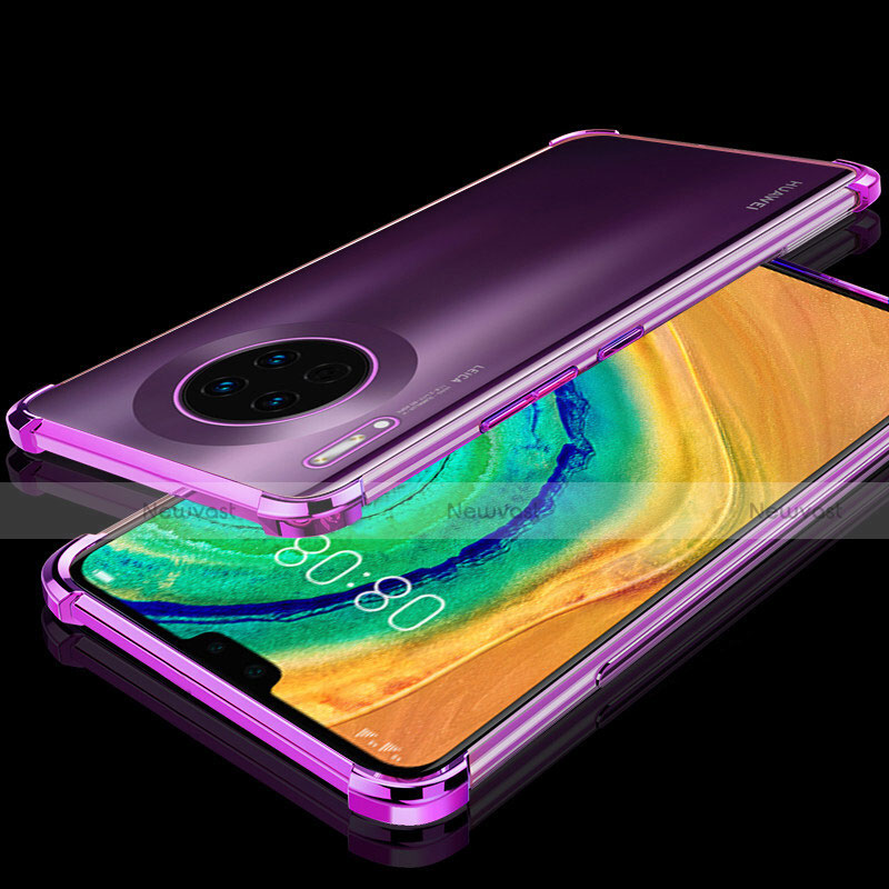 Ultra-thin Transparent TPU Soft Case Cover S03 for Huawei Mate 30 Purple