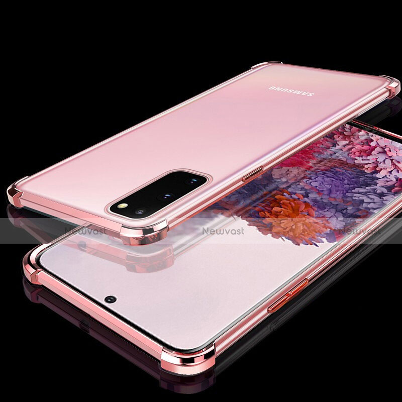 Ultra-thin Transparent TPU Soft Case Cover S03 for Samsung Galaxy S20 Rose Gold