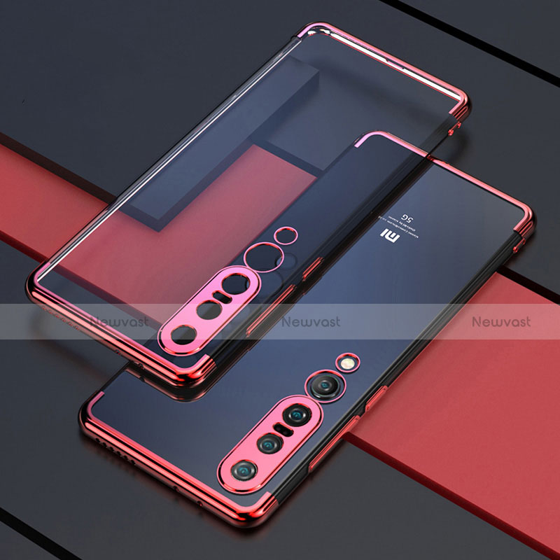 Ultra-thin Transparent TPU Soft Case Cover S03 for Xiaomi Mi 10 Pro Red