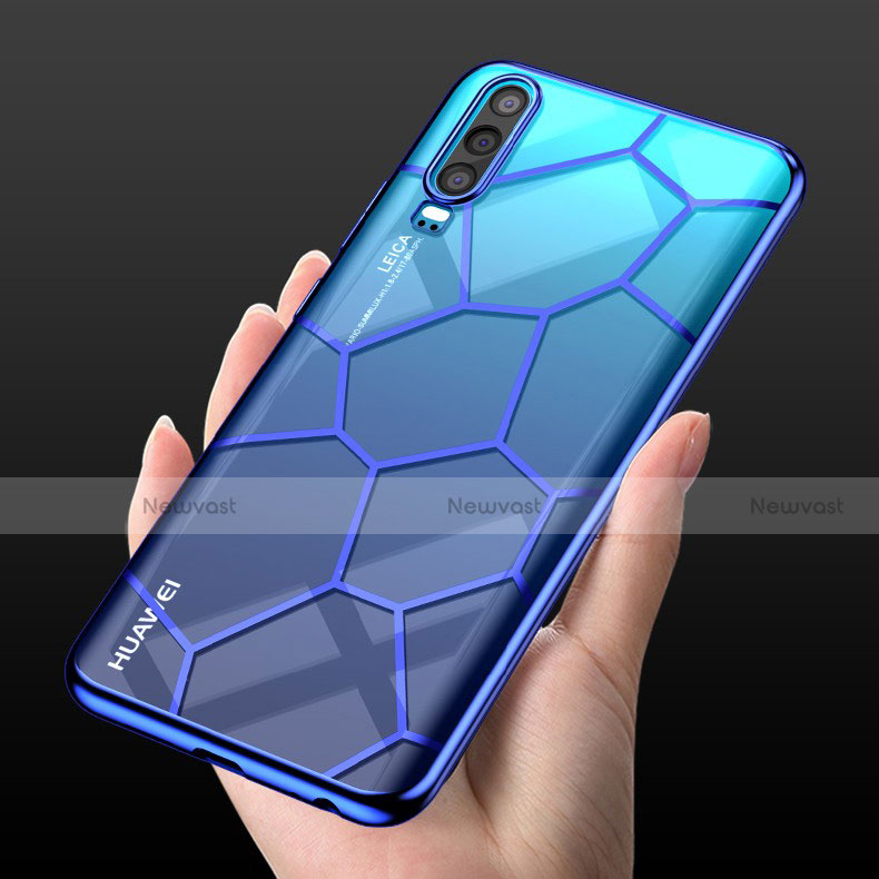 Ultra-thin Transparent TPU Soft Case Cover S04 for Huawei P30 Blue