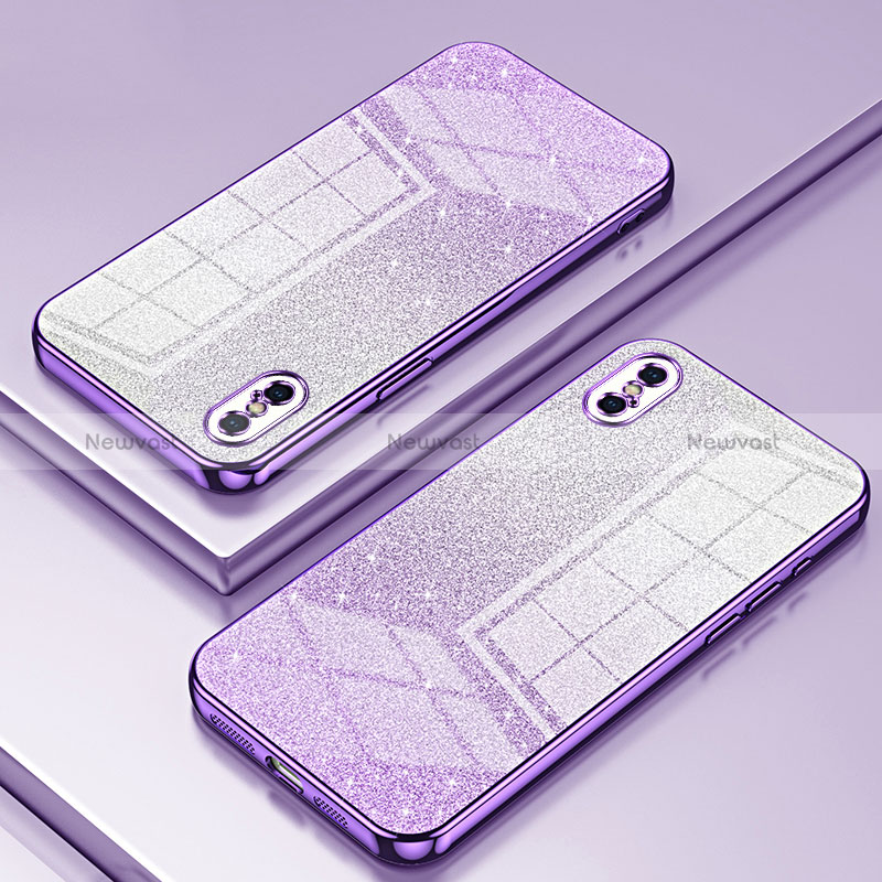 Ultra-thin Transparent TPU Soft Case Cover SY1 for Apple iPhone Xs Purple