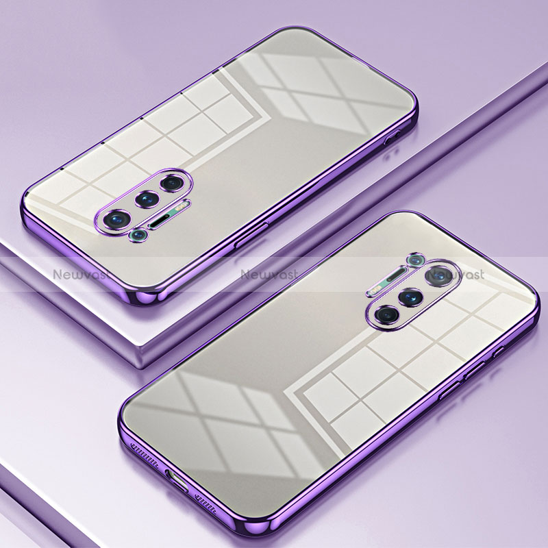 Ultra-thin Transparent TPU Soft Case Cover SY1 for OnePlus 8 Pro Purple