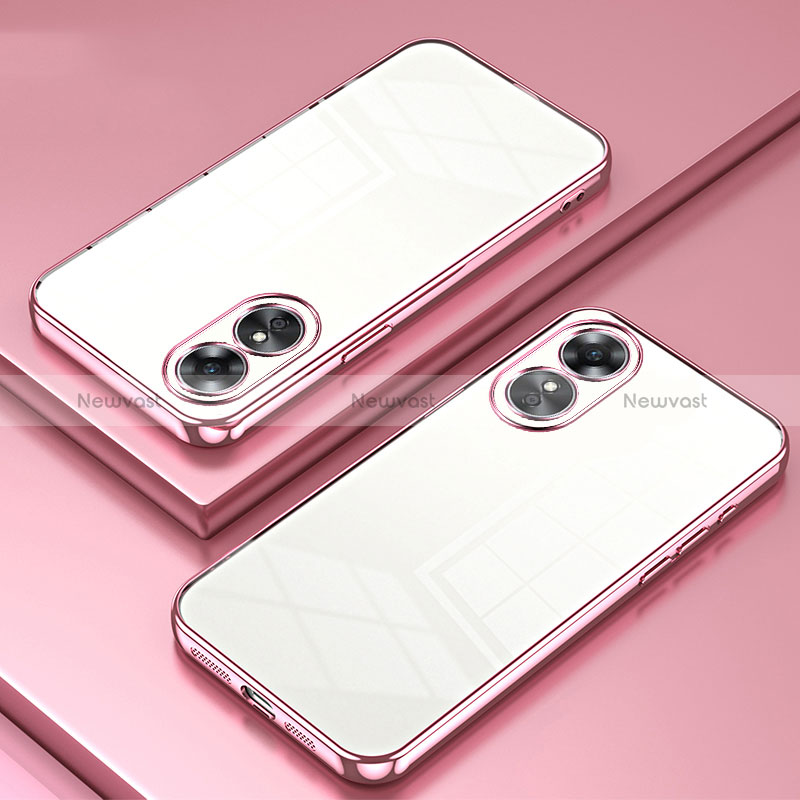 Ultra-thin Transparent TPU Soft Case Cover SY1 for Oppo A17 Rose Gold