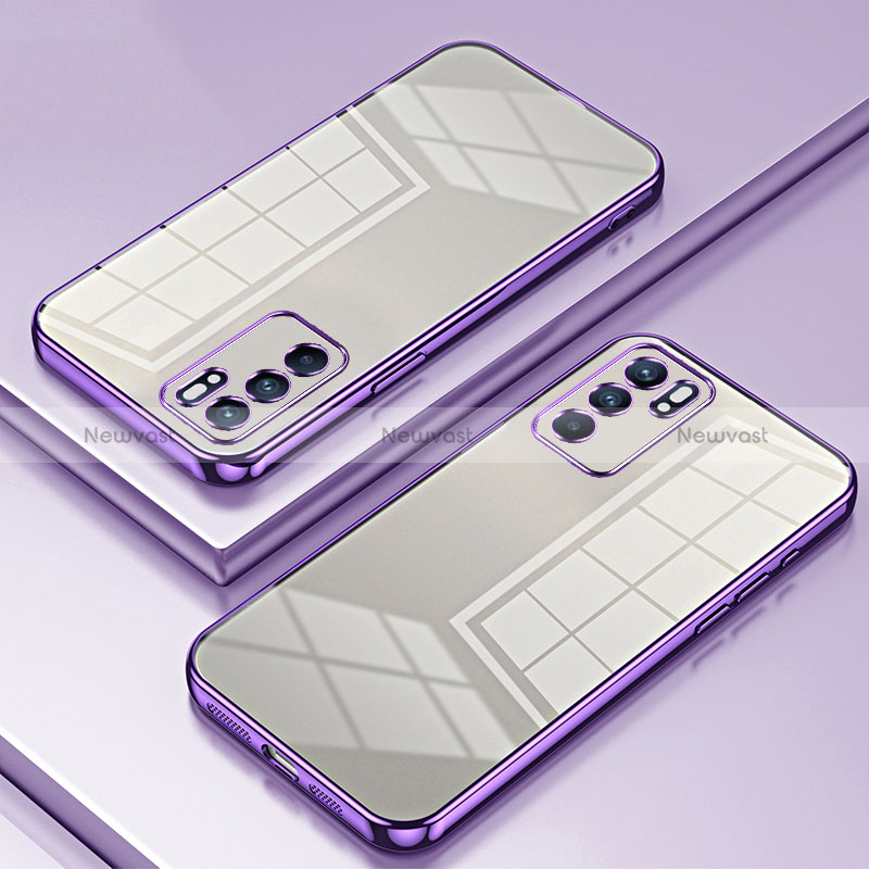 Ultra-thin Transparent TPU Soft Case Cover SY1 for Oppo Reno6 5G Purple