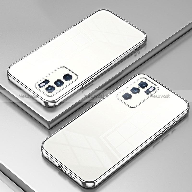 Ultra-thin Transparent TPU Soft Case Cover SY1 for Oppo Reno6 Pro 5G Silver