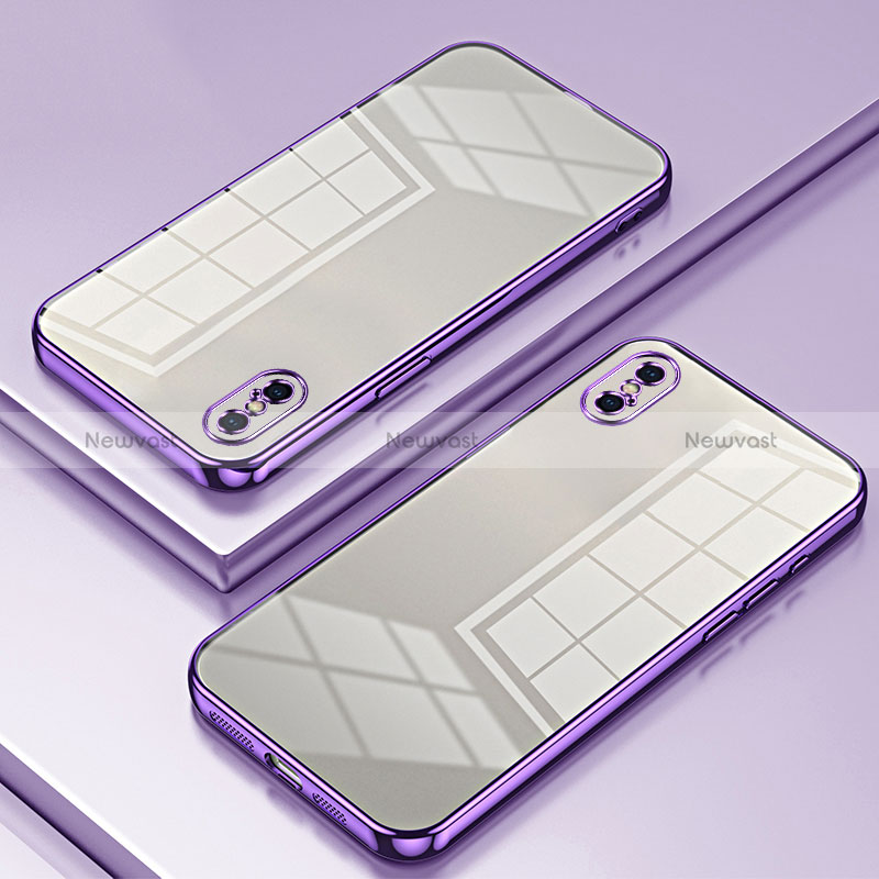 Ultra-thin Transparent TPU Soft Case Cover SY2 for Apple iPhone X Purple