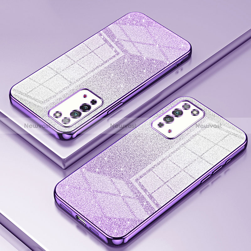 Ultra-thin Transparent TPU Soft Case Cover SY2 for Huawei Honor X10 5G Purple