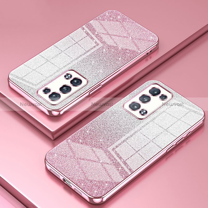 Ultra-thin Transparent TPU Soft Case Cover SY2 for Oppo Reno6 Pro+ Plus 5G Rose Gold